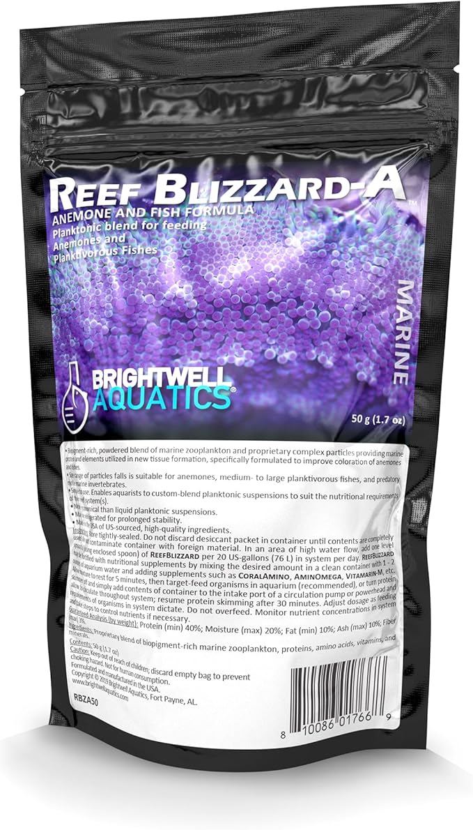 Brightwell Aquatics Reef Blizzard-A – High-Protein Planktonic Blend for Anemones, Planktivorous Fish & Marine Invertebrates – Enhances Color & Growth, 50g