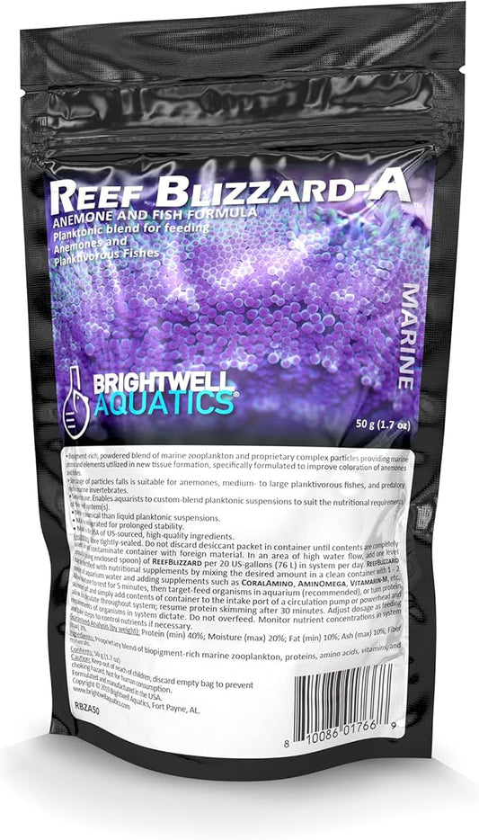 Brightwell Aquatics Reef Blizzard-A – High-Protein Planktonic Blend for Anemones, Planktivorous Fish & Marine Invertebrates – Enhances Color & Growth, 50g