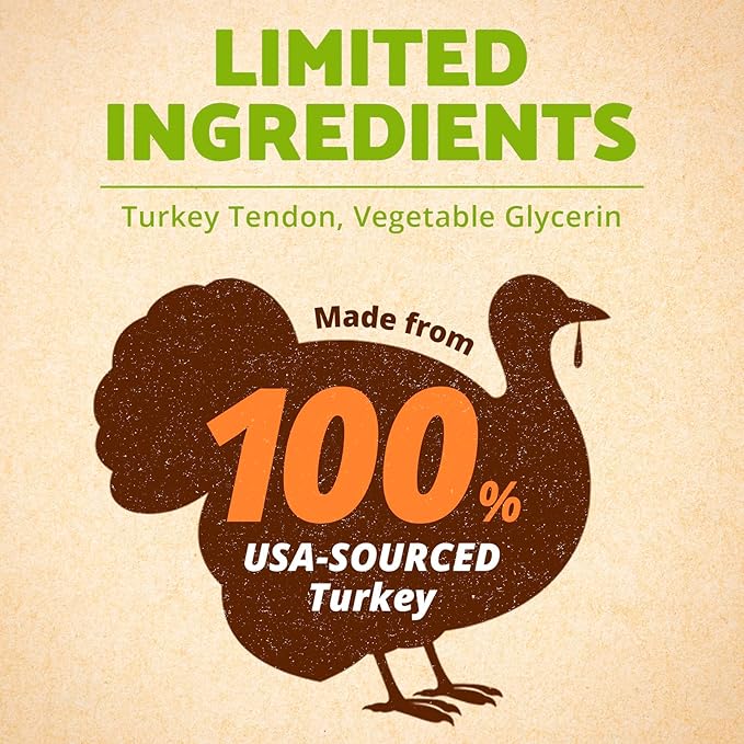 AFreschi Turkey Tendons for Dogs, USA-Sourced, Healthy Dog Treats, Rawhide-Free Puppy Chews, Long Lasting, All Natural, Hypoallergenic Dog Treats for Medium Breeds, 10 oz Pack Variety (M)