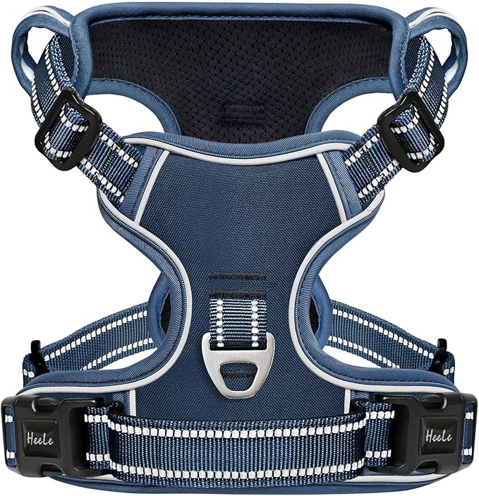 HEELE Dog Harness for Large Dogs No Pull Dog Vest Harness for Large Dog with Soft Padded Handle Reflective for Outdoor Training, Royal Blue, XL