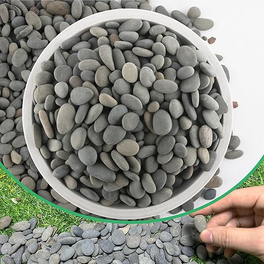 7LB River Rocks Mexican Beach Pebbles for Garden Landscape Plants Paving Grey (1Inch)