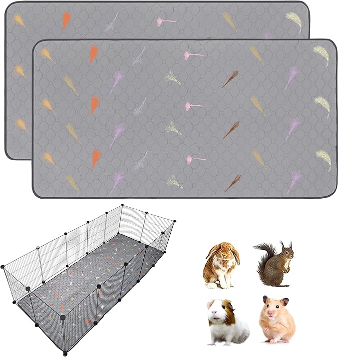 2Pcs Guinea Pig Cage Liners,Guinea Pig Fleece Cage Liners28''X70'' Super Absorbent Washable Pee Pads Reusable for Rabbit Hamster Chinchilla