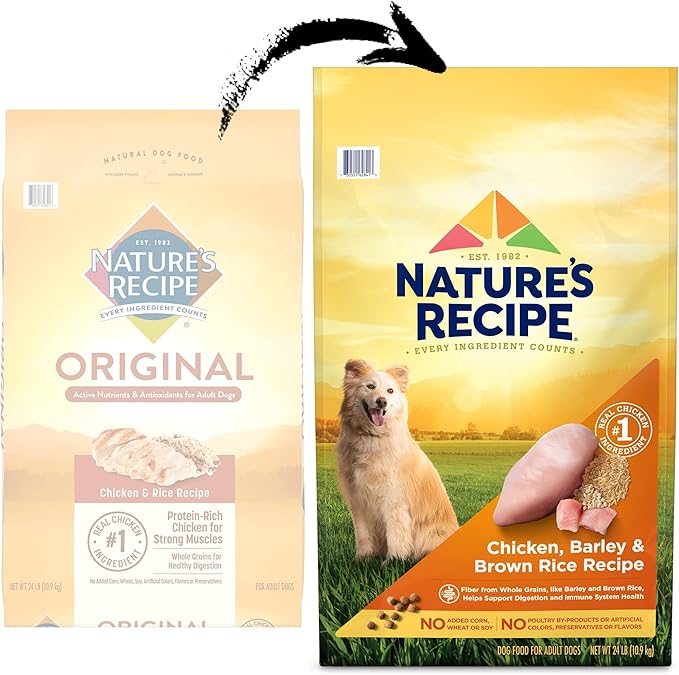 Nature′s Recipe Chicken, Barley & Brown Rice Recipe Dry Dog Food, 24 lb. Bag