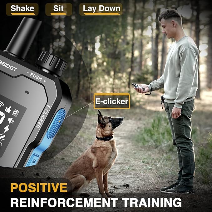 ABBIDOT Dog Shock Collar (5-130 lbs) - 4500 FT Dog Training Collar with Remote, IPX7 Waterproof with 6 Training Modes, Beep, Vibration, Safe Shock, Enhanced Night Light, Rechargeable Electric Collar