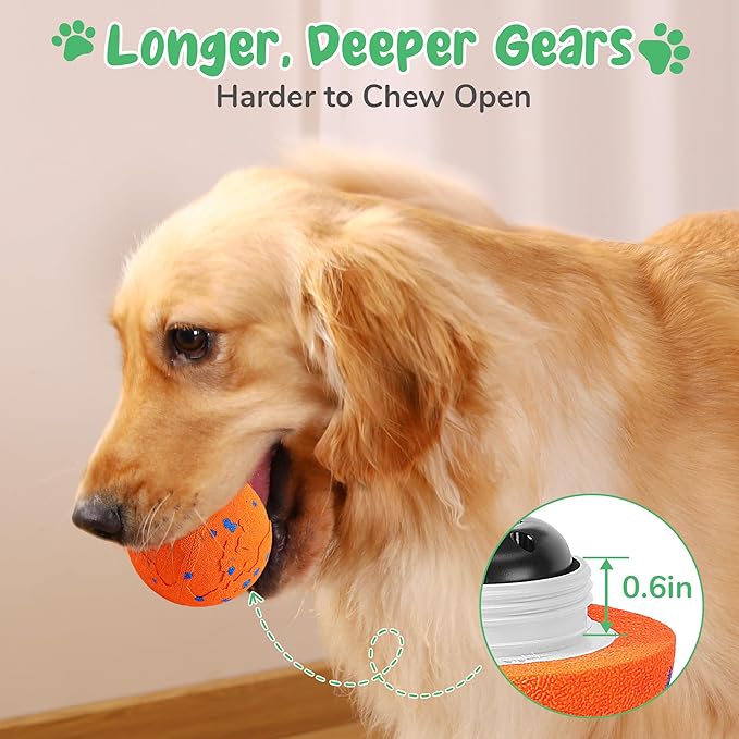 Smart Interactive Dog Toys,Vibrating Dog Ball,Dog Chew Toys,Balls for Dogs，Chew-Proof Shell,Automatic Moving/Bouncing/Rotating, E-TPU Material,Ip68 Waterproof
