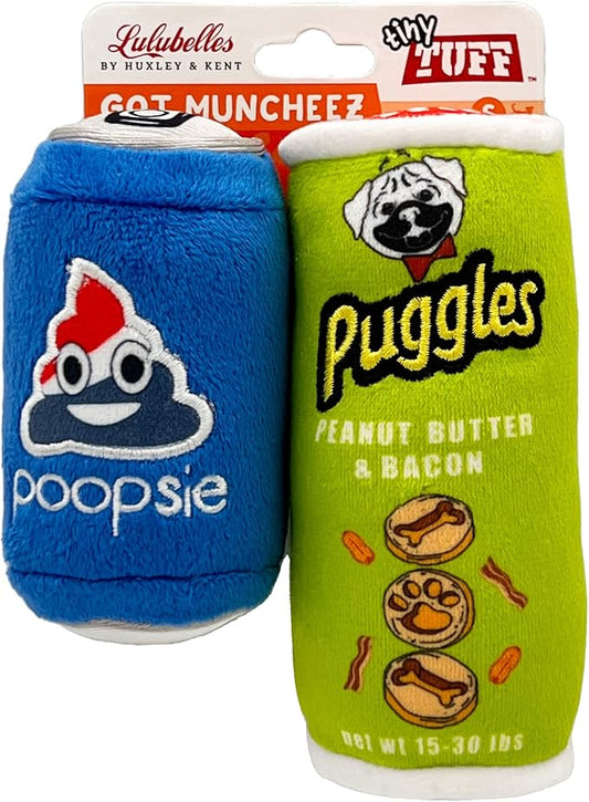 Huxley & Kent Tiny Tuff | Got Muncheez | Extra Tough Dog Toy for Small Dogs | 2-Pack Funny Dog Toy | Features Squeaker, Crinkle | Machine Washable