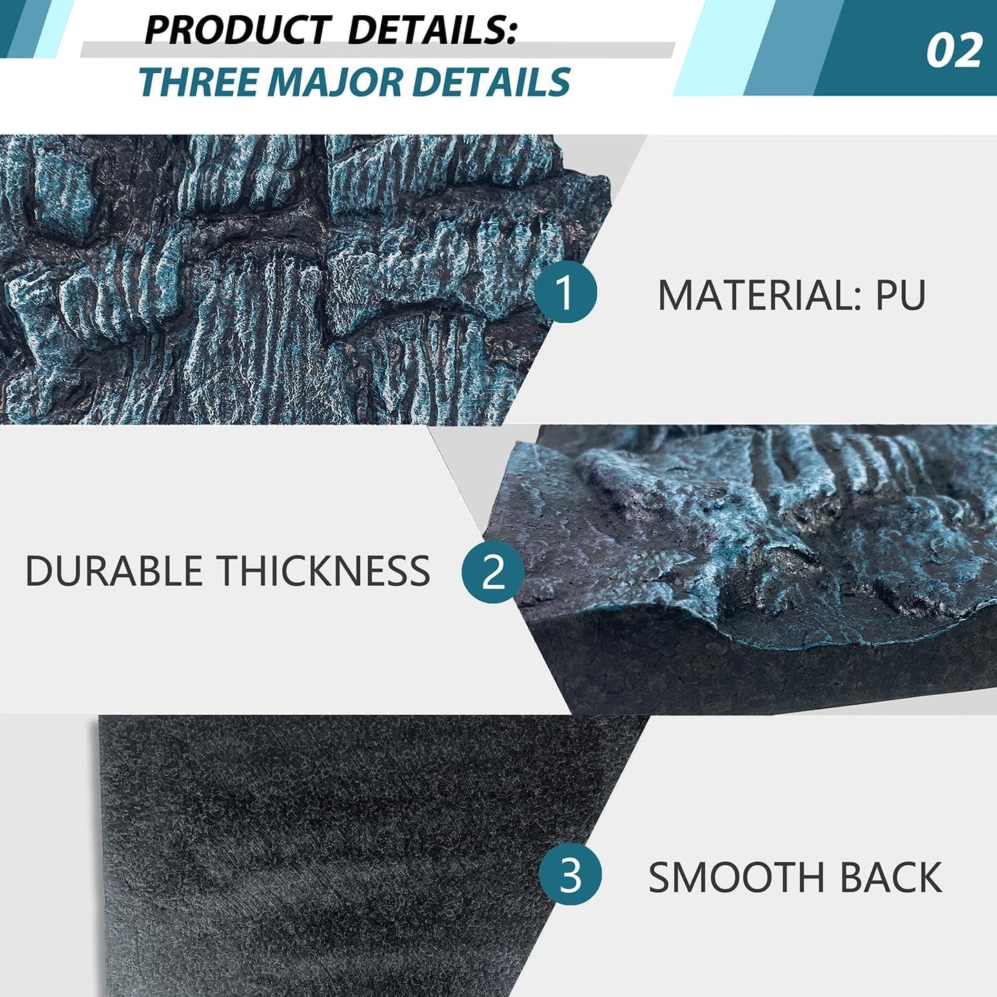 17.7x11.8in Rock Terrarium Background,3D Reptile Tank Background Board,Amphibian Stereo Backdrop Wall,Lizard Snake Gecko Spider Turtle Fish pet silo Background Decorative Panel(Blue)