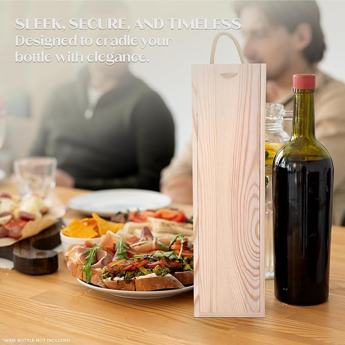 MEANT2TOBE Wooden Wine Box 60th Birthday - Timeless Elegance, Elite Wood Craftsmanship, Chic Presentation for Wine Bottles, Versatile Wine Gift Box for Special Occasions - 13.7x3.9x3.9 inches