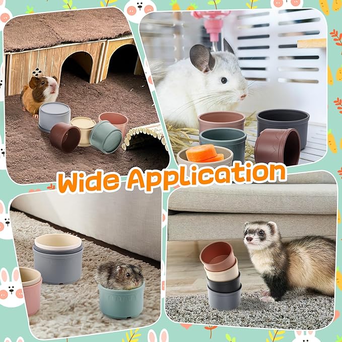 MEWTOGO 8 Pcs Stacking Cups for Bunny - Multi-Colored Reusable Rabbits Bunny Toys of Different Sizes, Safe Plastic Nesting Toys for Guinea Pig Hamster Gifts Hiding Food and Playing