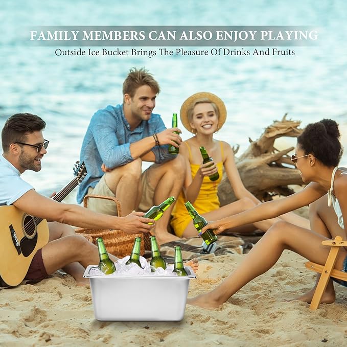Ice Bucket, Stainless Steel Ice Buckets for Parties for Wine Beer Champagne Large Size Beverage Tub, Ice Cube bin for Storing ice Cubes