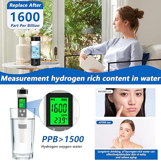 Hydrogen Water Bottle Generator, AquaHealth Hydrogen Water Bottles, 450ml Portable Rechargeable Hydrogen Water Ionizer Hydrogen-Rich Water Bottle Glass for Home, Travel, Office w/Hydrogen Suction Tube