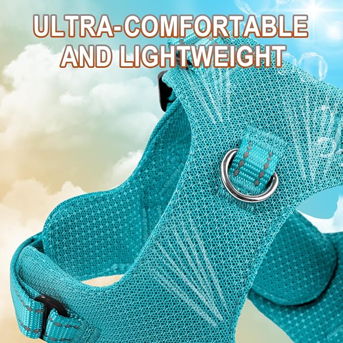 Dog Harness Step in Dog Vest Harness, Reflective Adjustable Puppy No Pull Harness Breathable Soft for Small and Medium Dogs Cats, Ocean Blue, S