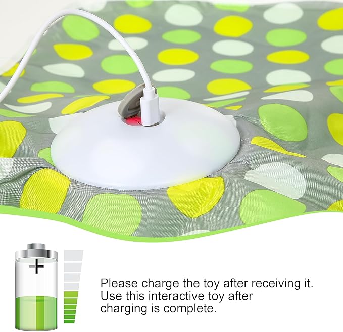 Interactive Cat Toy for Indoor Cats - Automatic Hide & Seek, Motion Activated Feathers, Squeaky Mouse, Touch Activated, USB Rechargeable - Top Bored Cat Toy（Green）