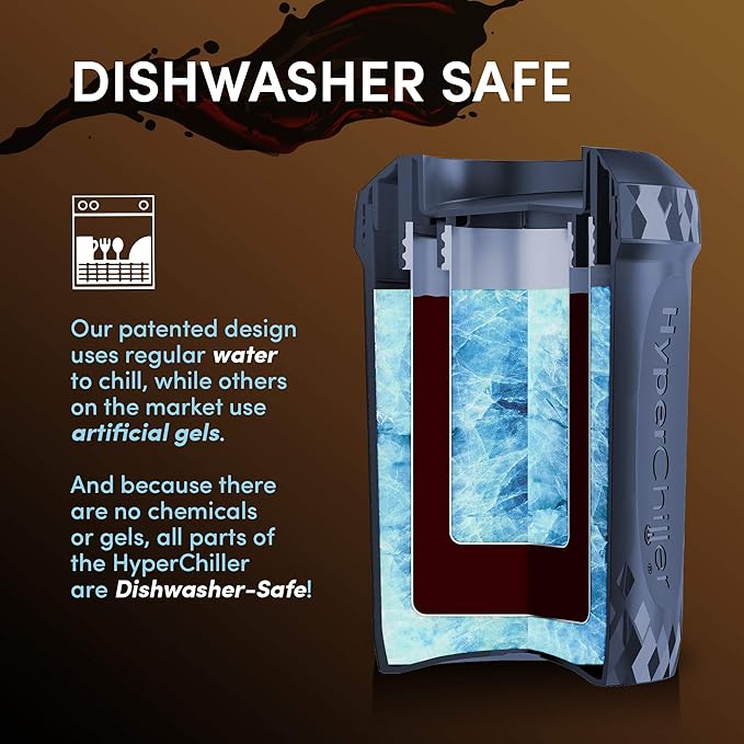 HyperChiller HC2CB Patented Iced Coffee/Beverage Cooler, NEW, IMPROVED,STRONGER AND MORE DURABLE! Ready in One Minute, Reusable for Iced Tea, Wine, Spirits, Alcohol, Juice, 12.5 Oz, Charcoal Black