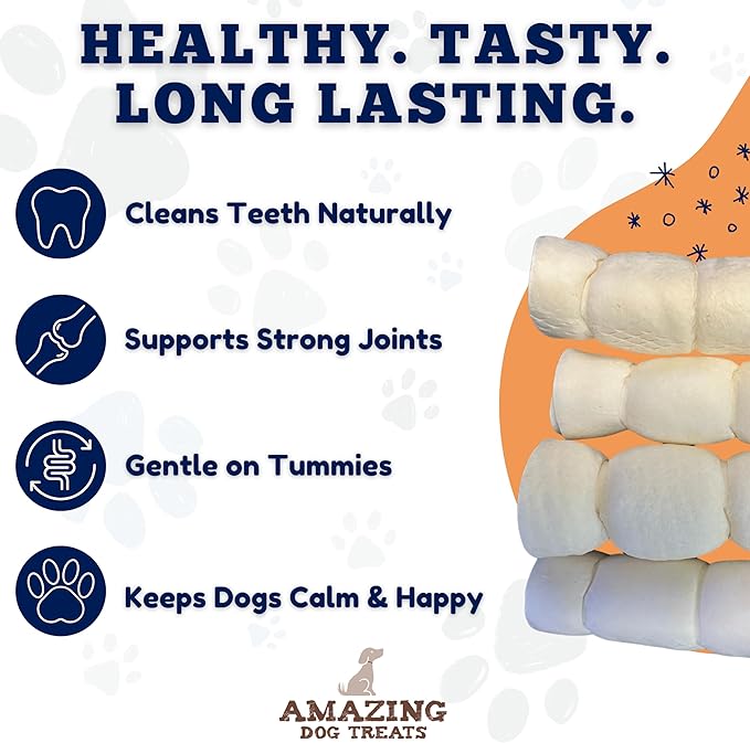 Amazing Dog Treats - Beef Cheek Rolls (10 Inch Regular - 4 Pcs) - Safe Rawhide Alternative Dog Chew - Great for Power Chewers - Long Lasting Dog Chew - Retriever Rolls for Dogs