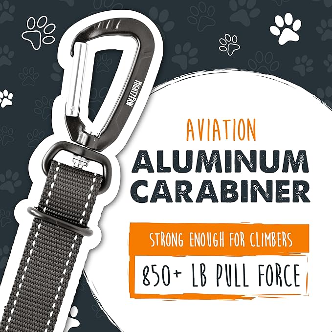 Mighty Paw Dog Seat Belt for Car - Safe Distraction Free Driving, Heavy-Duty Design with Aviation Grade Aluminum Carabiner, Adjustable Dog Seatbelt Harness for Small, Medium and Large Pets
