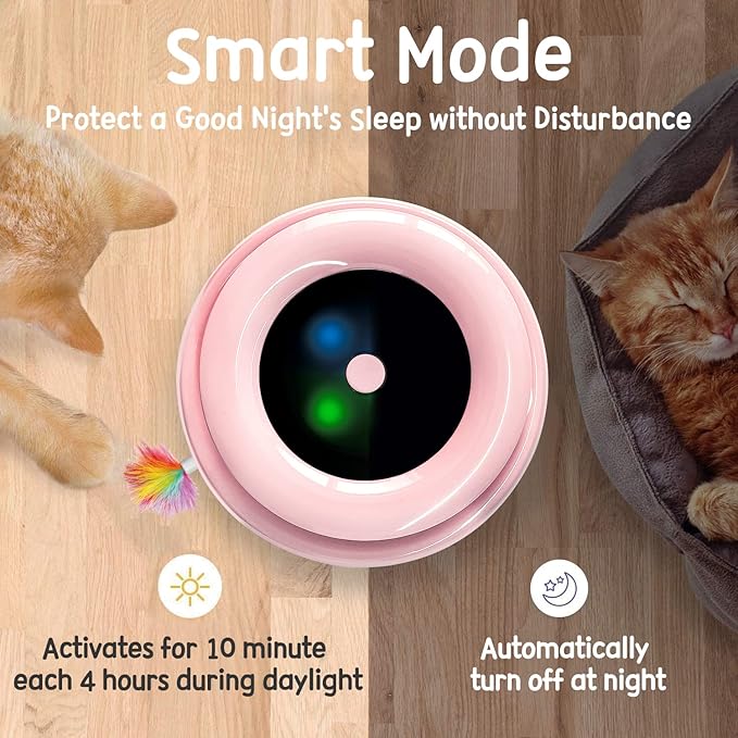 ORSDA Cat Toys 2-in-1 Interactive Cat Toys for Indoor Cats, Automatic Cat Toy Balls, Ambush Feather Kitten Toys with 6pcs Attachments, Dual Power Supplies, Auto On/Off (Upgraded Version)