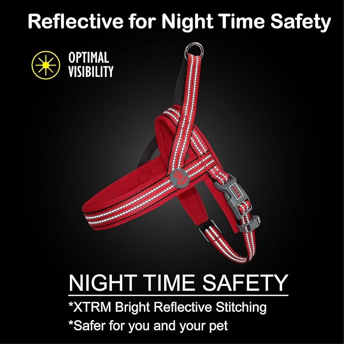 DOCO No-Pull Dog Harness Halter Reflective Easy-Control Harness for Training, Walking, and Preventing Pulling, Ideal for Medium Dogs(Red)