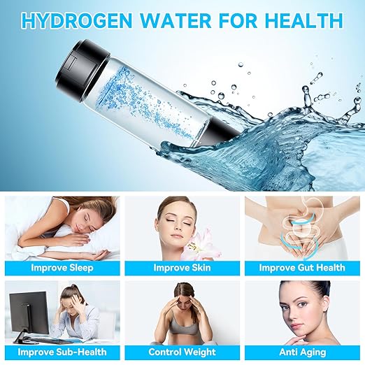 Hydrogen Water Bottle 2024, Portable Hydrogen Water Bottle Generator with SPE PEM Technology Water Ionizer, Ion Water Bottle Improve Water Quality in 3 Minutes, for Home, Office, Daily Drinking