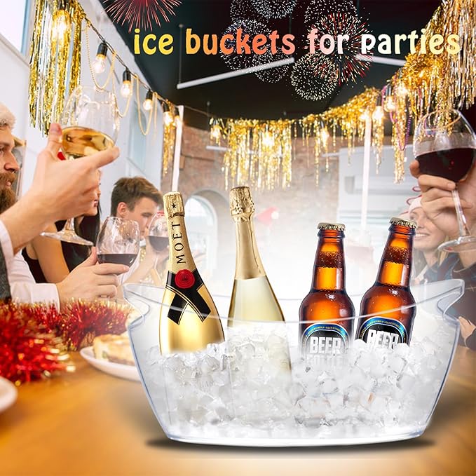 Ice Buckets for Parties, 2pcs Champagne Bucket with 2 Ice Scoop, 5.5l Ice Bucket for Cocktail Bar, Holds 4 Cocktails