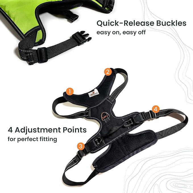 4Knines No Pull Dog Harness for XL Dogs – Adjustable Reflective Harness with Front & Back Leash Clips – Padded for Comfort – Durable, Easy Control for Walks & Training (Yellow)