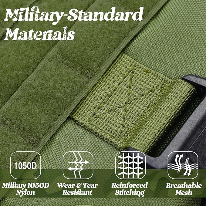 rabbitgoo Tactical Dog Harness for Small, Heavy Duty Pet Harness with Handle, No-Pull Service Vest Small Breed, Adjustable Military Dog Vest for Training Hunting Walking, Green, S