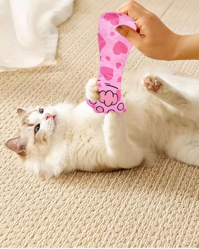 PET SHOW 8 Pack Cat Kicker Toys with Catnip Crinkle Sound Toys for Indoor Cats Colorful Stuffed Kitten Paw Shape Natural Interactive Toy Pet Kitty