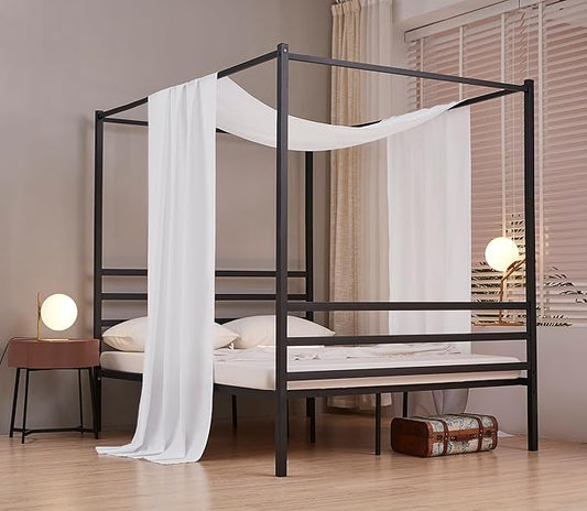 Akiky Linen Canopy Bed Curtains for Kid House Bed Montessori Canopy for Nursery Bed Canopy for Kids Child Toddler Adult Room Decoration(Twin,White)