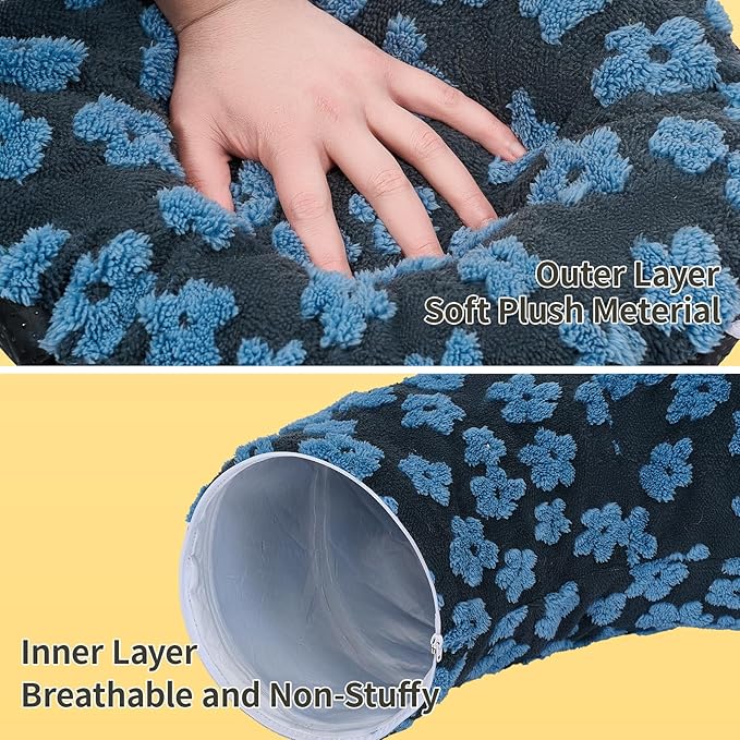 Pesen Cat Tunnel Bed with Soft Cushion, Cat Toys for Indoor Cats Enhance Bonding Between Pets and Owners, Encourage Exploration, and Satisfy Natural Instincts for Kittens, Dogs, and Rabbits