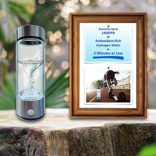 Hydrogen Water Bottle Generator, Hydro Water Bottle Machine, 450ml Portable Rechargeable Water Ionizer with True SPE PEM Technology Improves Water Quality Within 3 Minutes for Home, Travel, Daily Use