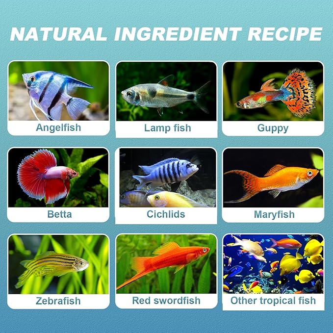 Ultrathin Tropical Fish Food Flakes - 8oz High Protein with Krill & Spirulina, Easy Swallow Color Enhancing & Growth for Betta Guppies Tetra Angelfish