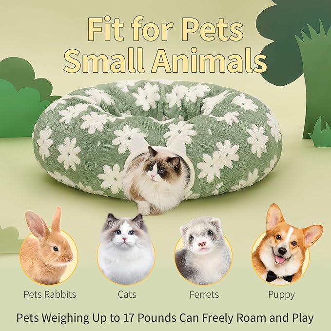 Pesen Cat Tunnel Bed with Soft Cushion, Cat Toys for Indoor Cats Enhance Bonding Between Pets and Owners, Encourage Exploration, and Satisfy Natural Instincts for Kittens, Dogs, and Rabbits