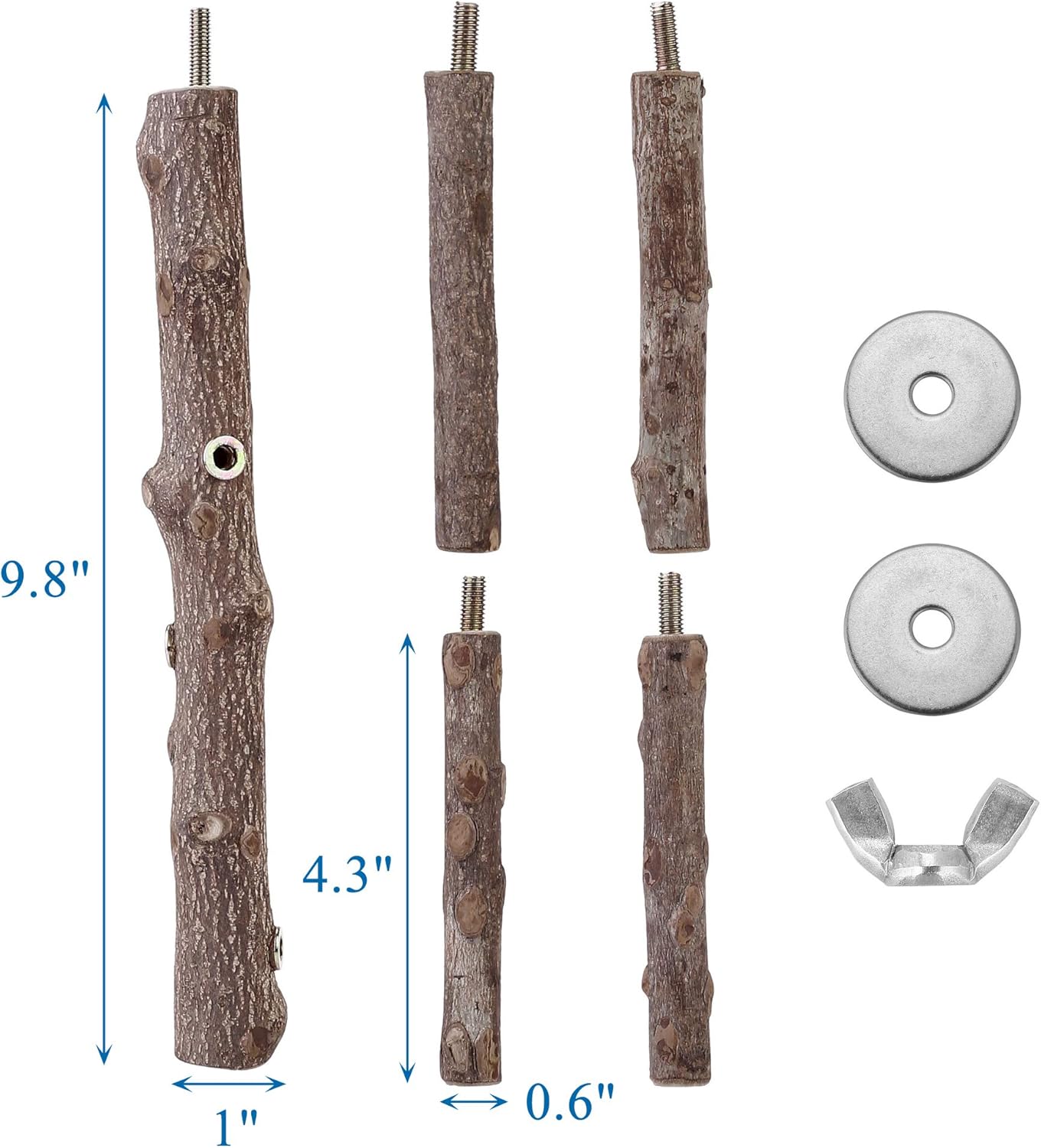 CozyCabin Bird Perch Stand Natural Wood Cage Perch Bird Cage Accessorie Toys Standing Rack for Cockatiels, Parakeets, Macaw, Small Birds Exercise Training