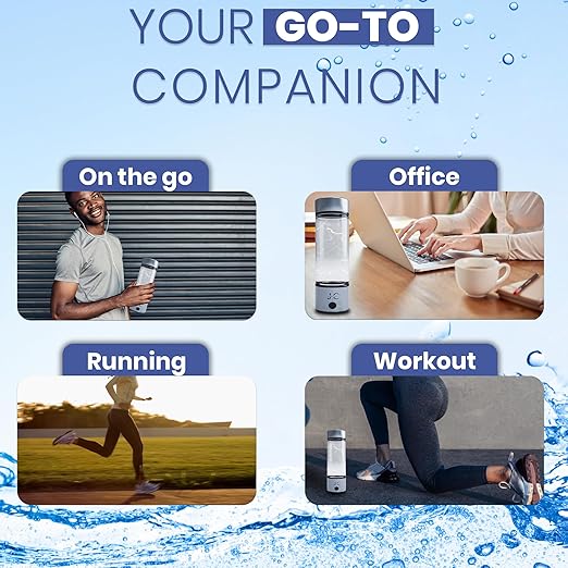 Hydrogen Water Bottle Generator: Up to 2PPM Portable, Elegant Water Ionizer, Quick 3-min Electrolysis Hydrogen Water Machine, Lightweight Hydrogen Water Generator, Ideal Health Gift.