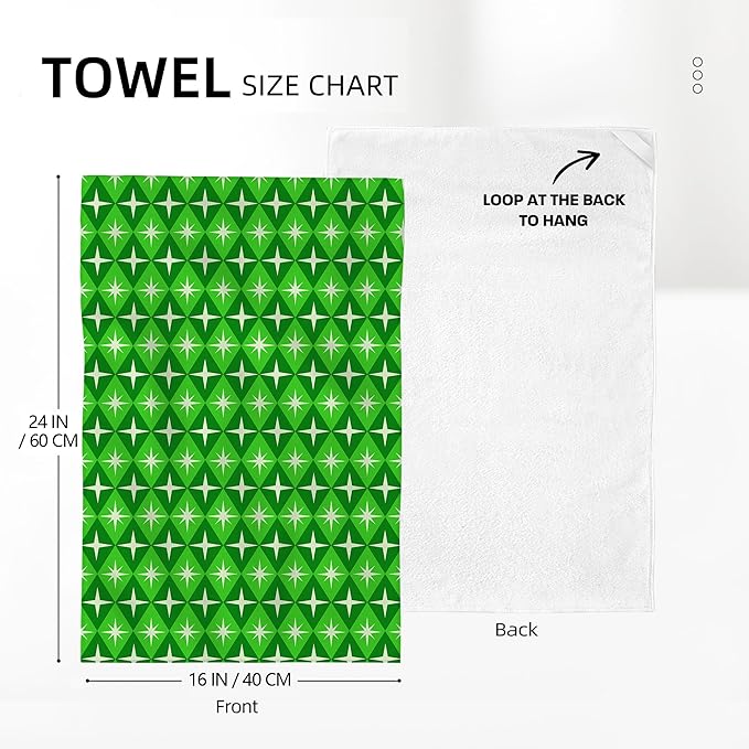 Mid Century Modern Kitchen Towels Decorative Set of 2 Green Hand Towels Tea Towels Soft Absorbent Retro Dish Towels for Kitchen Drying Cooking Baking Bathroom bar Home Decor