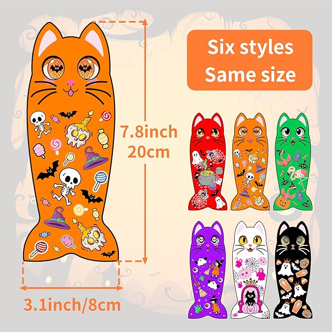 Halloween Catnip Toys for Adult Cats Large Indoor Cat Plush Toys with Crinkle Kitten Kicker Chew Toy 6 Pcs
