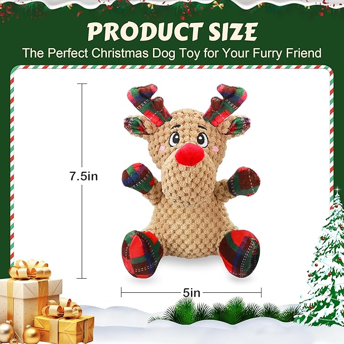 Squeaky Dog Toys, Dog Chew Toys with Crinkle Paper for Puppy, Small, Medium, Large Dogs, Interactive Pet Holiday Toys for Training and Reducing Boredom
