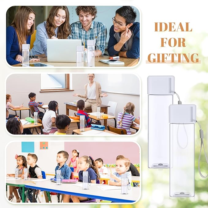 Mifoci 20 Pieces Water Bottle Bulk 17 oz Plastic Water Bottles Bulk Gym Sports Adults Reusable Large Water Bottles for Outdoor Fitness(White,Rectangle)