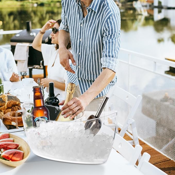 Ice Buckets for Parties, 2pcs Champagne Bucket with 2 Ice Scoop, 5.5l Ice Bucket for Cocktail Bar, Holds 4 Cocktails