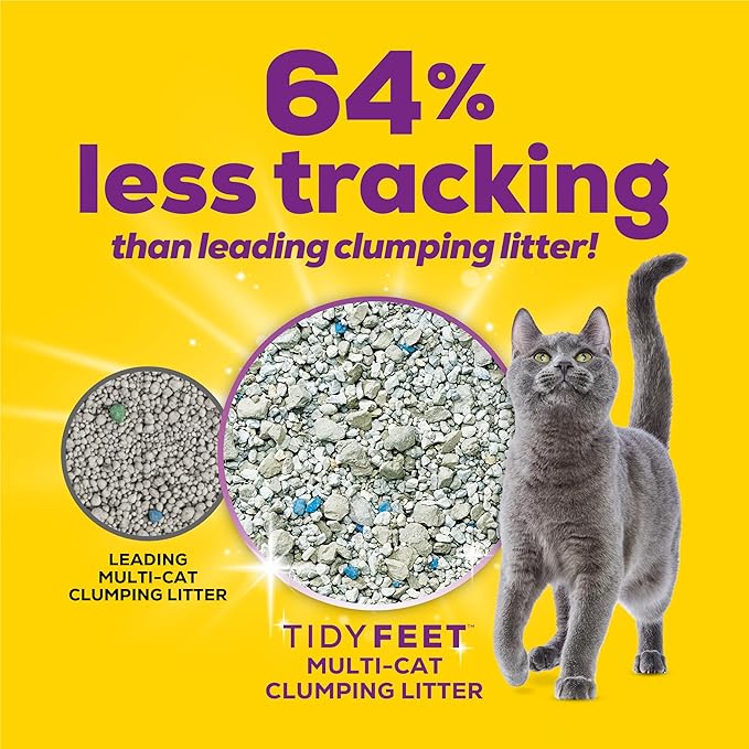 Purina Tidy Cats Tidy Feet Clumping Low Tracking Cat Litter With Odor Control – Clean Linen Scent - 22 lb. Box