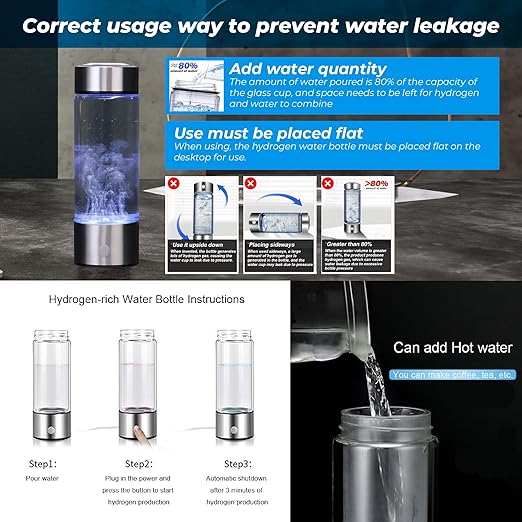 Hydrogen Water Bottle - Hydrogen Generator Water Bottle - Nitrogen Water Bottle - Water Ionizer - Ion Bottles Hydrogen Water Ionizer - Hydrogenated Water Bottle - Oxygen Water Bottle