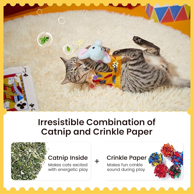 Potaroma Cat Toys Flapping Elephant, Interactive Realistic Kitten Toy Stuffed with Catnip and Crinkle Paper Hangable Design for Bored Indoor Cats 6.3 Inches