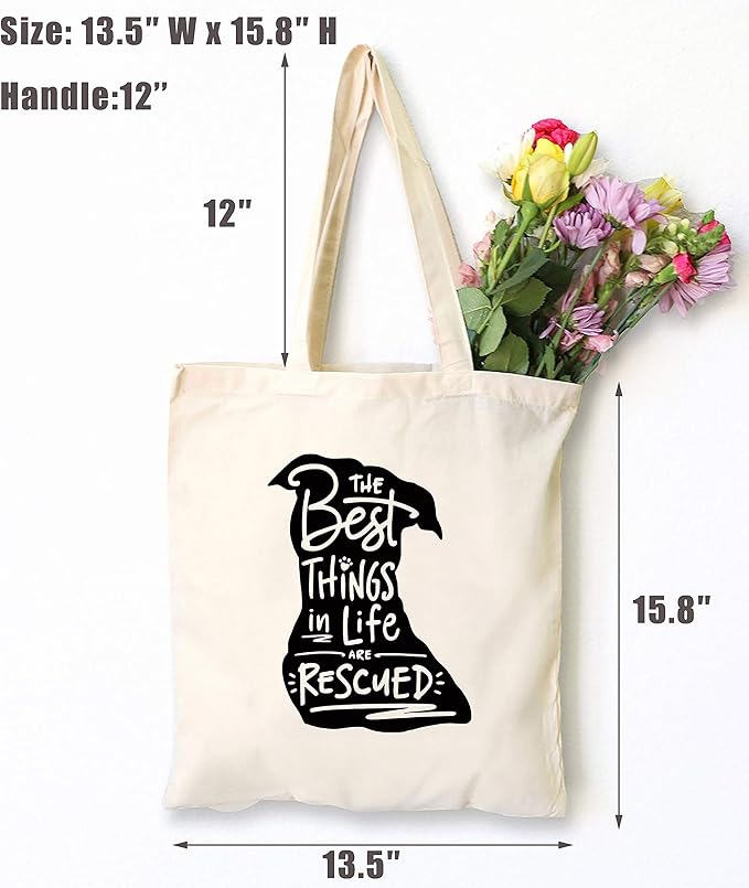 LIBIHUA Pet Dog Bag Gift - Dog Travel Bag - Rescue Dog Bag - Unique Dog gift,Dog Travel Bag,Supply Bag - Rescue Dog Mom Gift - the Best Things in Life Are Rescued - Shoulder Bag Shopping Bag Tote Bag