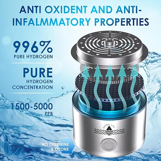 Hydrogen Water Bottle 2024, Hydrogen Water Bottle Generator with SPE PEM Technology Water Ionizer, Three Minute Rapid Electrolysis (Black)