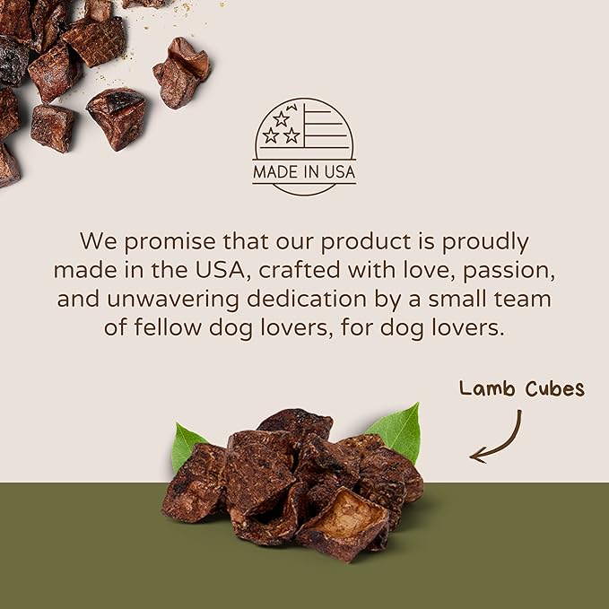 Lamb Cubes: Pure Lamb Dog Treats - All Natural Treats for Dogs. Vet Approved, Single Ingredient, Grain Free, Healthy & Nutritious Premium-Grade Meat, Tasty Treats for Dogs (Lamb Lung, 5oz)