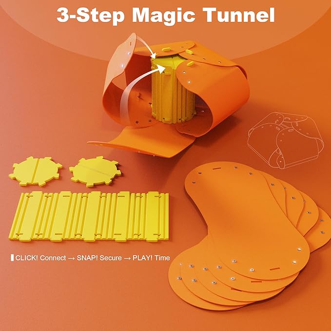 Spring Blossoms Cat Tunnel, Cat Cave for Indoor Cats Bed,Scratch Resistant Cat Toys for Medium Large Cats Hide and Seek Toy (Amber Orange)