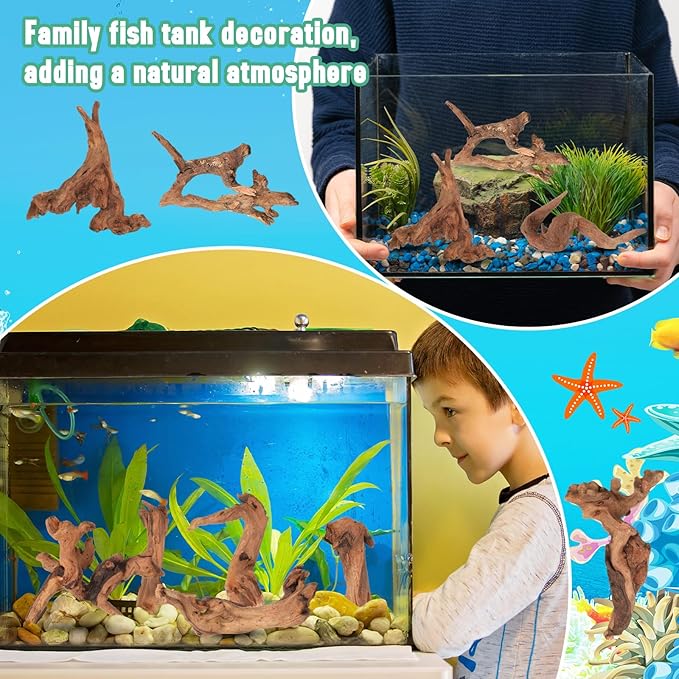 Suzile 20 Pcs Small Natural Coral Driftwood for Aquarium 4-7 Inches Driftwood Assorted Shapes Reptile Terrarium Decor Drift Wooden Branch for Fish Tank Aquarium Decoration
