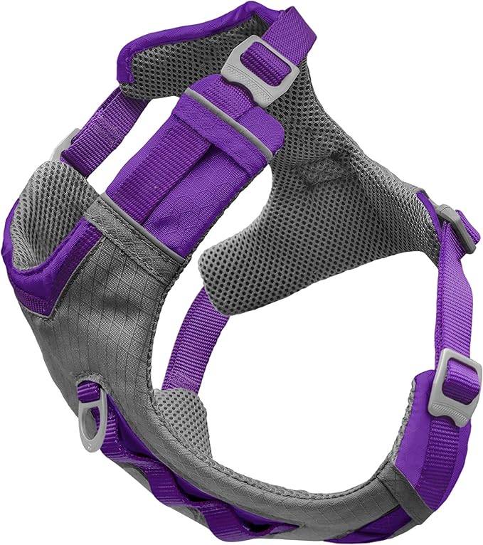 Kurgo Journey Air Dog Harness - Secure Fit for Active Dogs - Padded Chest - Lightweight Ripstop Fabric - Breathable Mesh - Reflective Trim - Back Assist Handle - Purple - X-Large