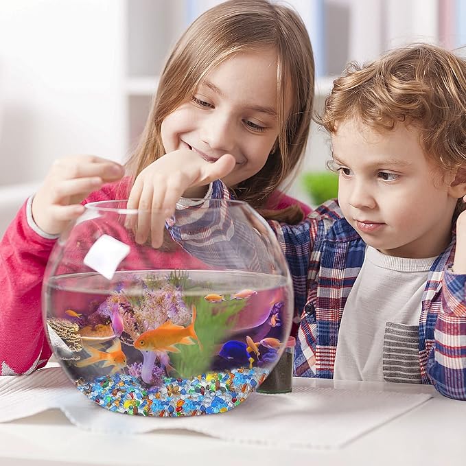 Keedolla Colorful Clear Sea Glass Pebbles Aquarium Gravel Fish Tank Rocks Small, Irregular Glass Gems Stones Beads Marble Pebbles Rock Sand for Garden|Vase Filler|Fish Turtle Tank Decorations