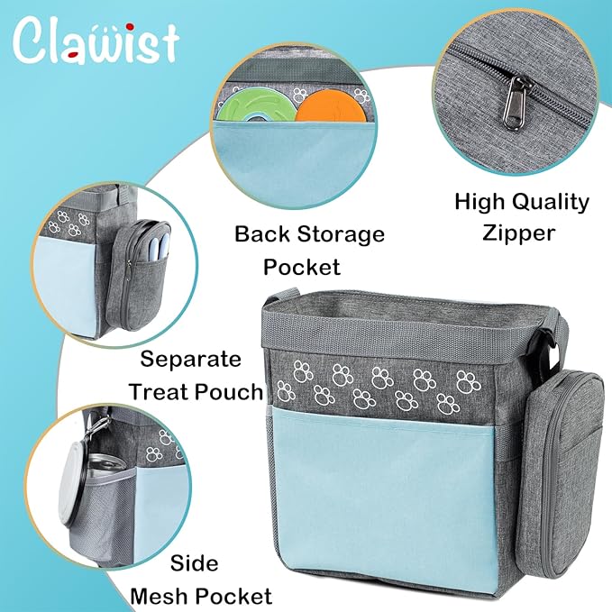 Dog Travel Bag with Treat Pouch, Airline Approved Dog Bags for Traveling, 2 Dog Food Travel Container, 2 Travel Bowls, Weekend Dog Travel Bag for Supplies, Dog Travel Kit Accessories